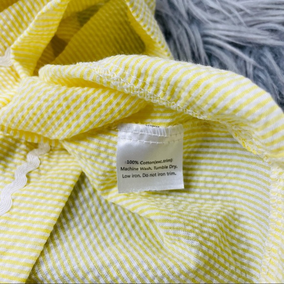 LIL CACTUS seersucker dress | yellow - white | - Picture 5 of 8